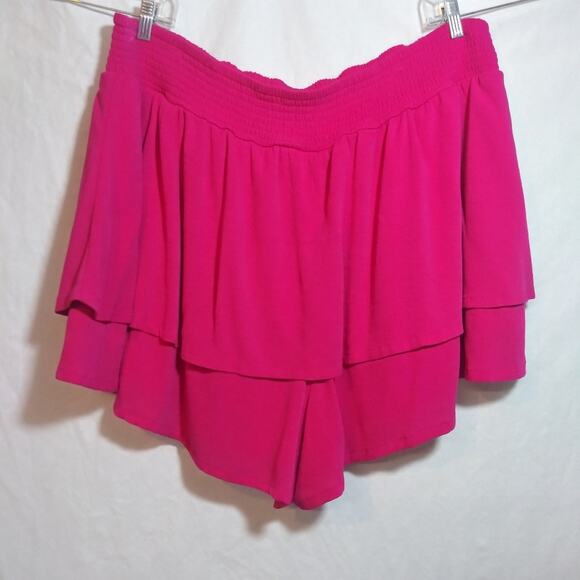 Torrid Pink Peacock 3.5 Inch Pull-On Washable Gauze Smocked Ruffle Short Sz 4X - Picture 5 of 8